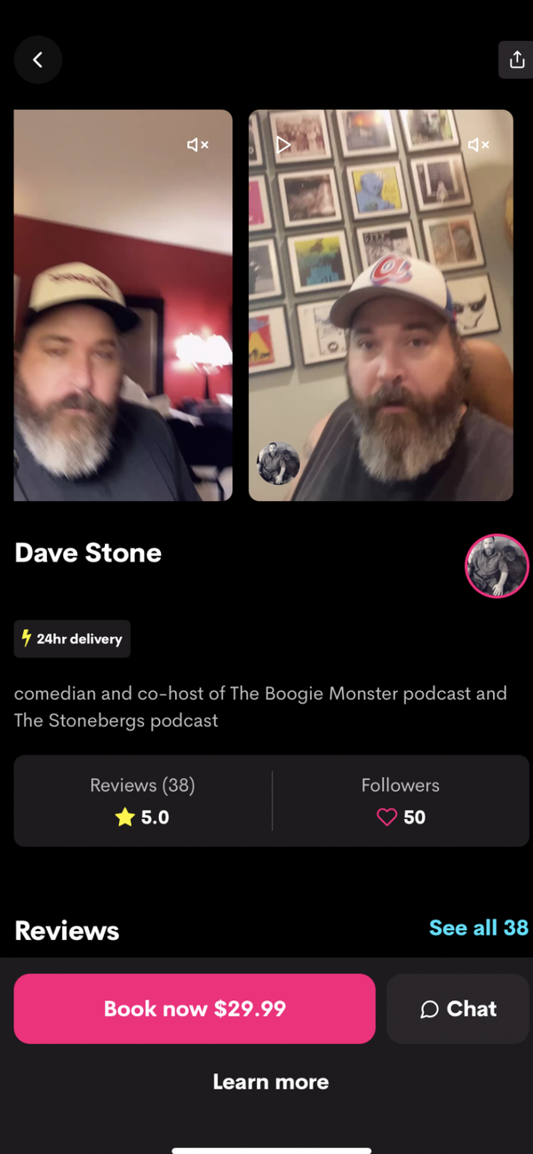 I'm on CAMEO! Hire me to send a personalized greeting to your friends, or a threat to your enemies! click herehttps://www.cameo.com/davestonecomedy?qid=1608591557