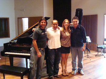Musicians Gustavo Filipovich, Pepe Cisneros, Fernanda Froes-Pruett & Thiago Espirito Santo - Fernanda Froes-Pruett’s recording sessions at NaCena Studios, in Sao Paulo, Brazil.