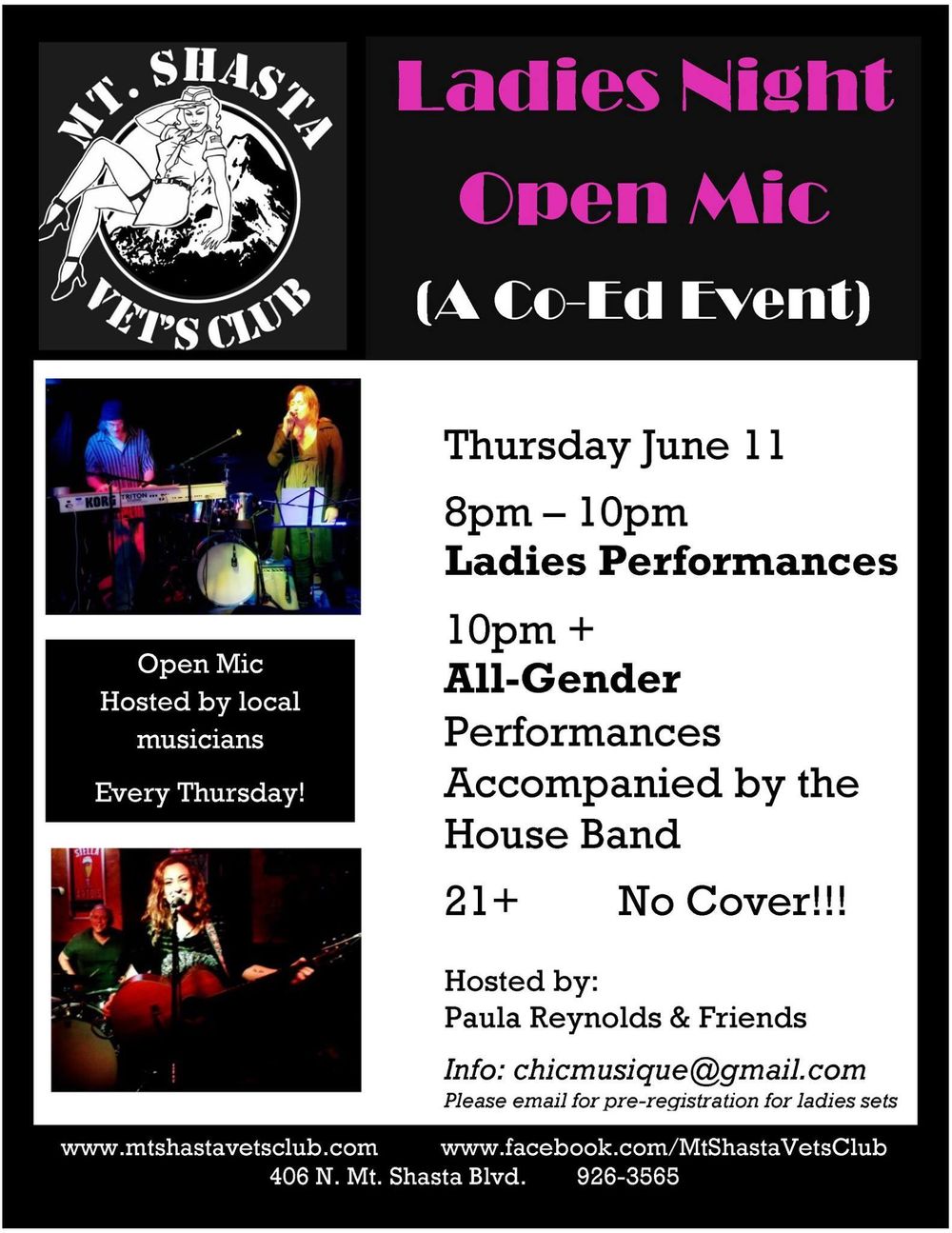 Fernanda Froes (Fernanda Froes-Pruett)<br> Event: “Ladies Night Open Mic”<br> Venue: Mount Shasta Vet’s Club<br> Location: Mount Shasta, California<br> Date: June 11, 2015<br>