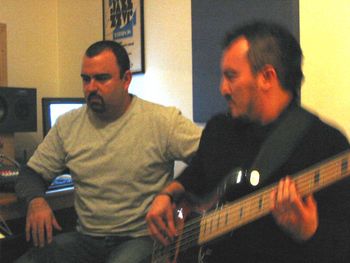 Sound Engineer Edu Cayres & Bassist Serginho Carvalho @ Fernanda Froes-Pruett’s recording sessions at Estudio Cayres - São Paulo, SP, Brazil - Copyright © 2018 Double Feather Productions. All rights reserved.