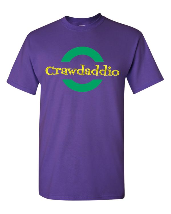 Here it is! This awesome (very purple) Gildan heavy cotton T-shirt comes in medium, large, X large, and XX large sizes. Our Crawdaddio logo is emblazoned on the front for all of the world to see. Grab one today for you and the family! Makes for a perfect birthday gift too.
The shirt is yours for only $20 dollars and this includes shipping. Get you one!