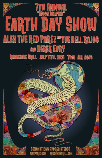 www.alexparez.com Alex The Red Parez and The Hell Rojos - Derek Evry - Rhodeside Grill 7-11-21 7pm Poster by Adam Neubauer