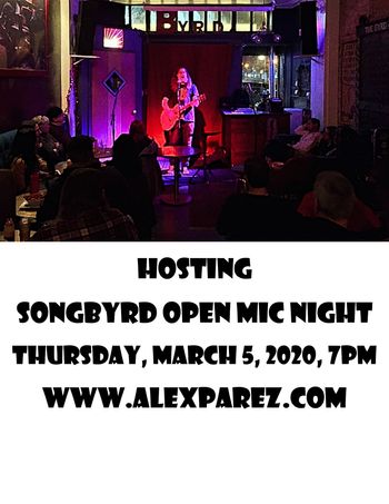 www.alexparez.com Alex The Red Parez aka El Rojo Hosting Songbyrd Open Mic Night 3-5-20 7pm