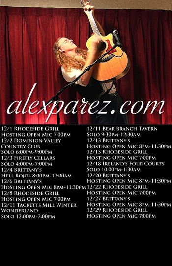awww.alexparez.com/shows Alex The Red Parez aka El Rojo December 2021 Performance Schedule - alexparez.com