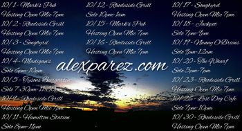 www.alexparez.com/shows Alex The Red Parez aka El Rojo October 2019 Performance Schedule alexparez.com