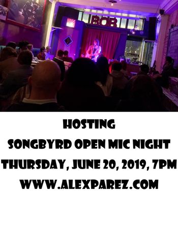 Alex The Red Parez aka El Rojo Hosting Songbyrd Open Mic Night 6-20-19 7pm www.alexparez.com