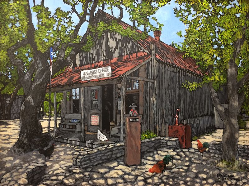 Luckenbach Texas Giclee by Texas artist Ben B Beckendorf