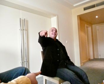 Chris Colby and hit-maker and great friend Tony Saba sharing a groove. Jammin' at the Movenpick Hotel and Resort. Beirut, Lebanon.