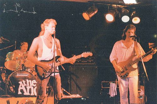 Chuck Schiele circa 1993 with The And. Also pictured are Dan Allmann (drums, Jon Bushnell (bass)