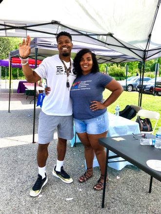 W/Belon (rep of Montgomery County Youth 2 Youth) at a community event