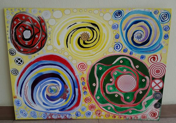 COSMOS CALLING 30" x 40" Illustration Board mixed media