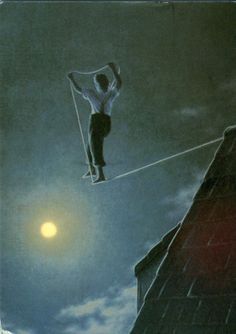 A message from the painter of the painting that inspired the song 'Tight Rope', Quint Buchholz: "Hello Jan, I saw your question on Facebook. I'm not a member there so I'm answering on this way. The title of the tightrope walker painting is "Giacomond". It's a fantasy word, combined from the name "Giacomo" (the name of a clown I was working with at that time) and the German word "Mond" (moon). A little boy named the image like that, when I was painting it many years ago. I am very honored that this painting inspired you. If you like, you could find more about my work here www.quintbuchholz.de and here https://www.instagram.com/quintbuchholz/ All the best Quint"