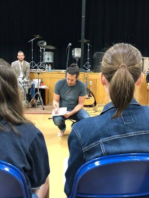 Songwriting Workshops with sixth graders on June 6, 2018 at Blanchard Memorial School in Boxborough, MA