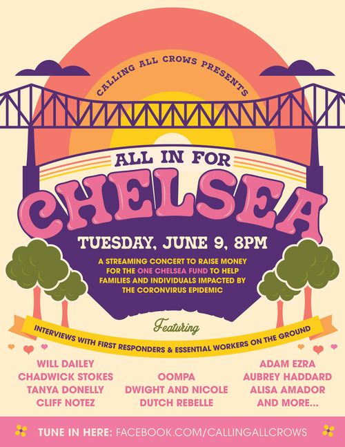 Adam participated in the livestream concert, All in for Chelsea, which is spearheaded by Calling All Crows. Several New England based musicians joined together to raise money for the One Chelsea Fund on June 9, 2020.