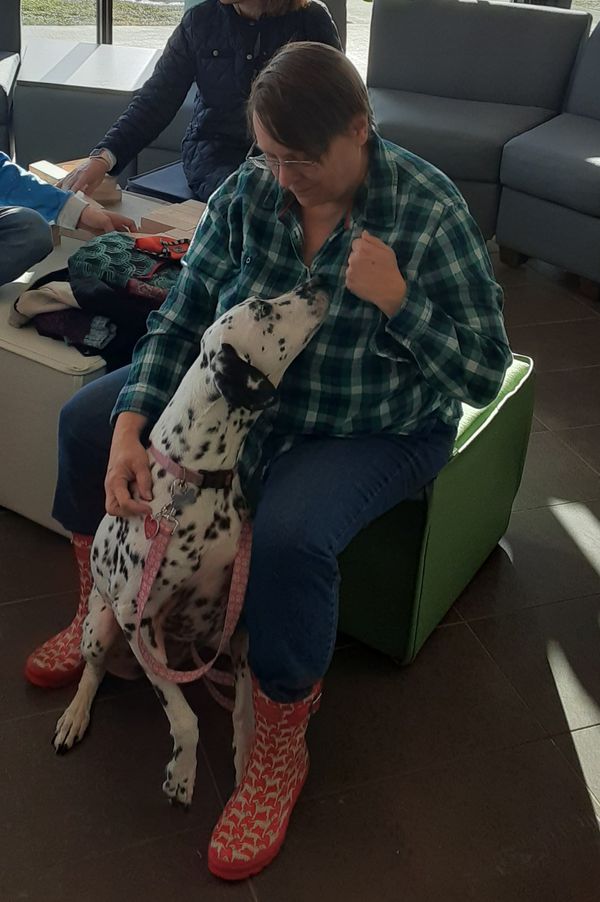 Jeanne Stehno and DeeDee (10 yr old Dalmatian).