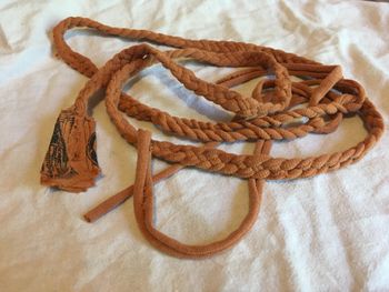 Long time favorite tee shirt was so holy it was approaching sainthood. Divine inspiration has given it a new life as a Bag-O-Rags mandolin strap.