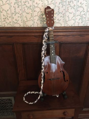 The instruments have been having a ball trying on the new Bag-O-Rags Mandolin Straps and unanimously give their nods of approval!