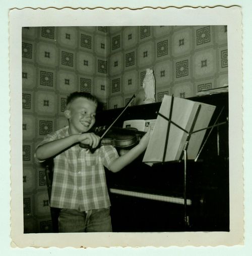 "Philip the budding musician with something to laugh about abt 1960-61" I still have that music stand!