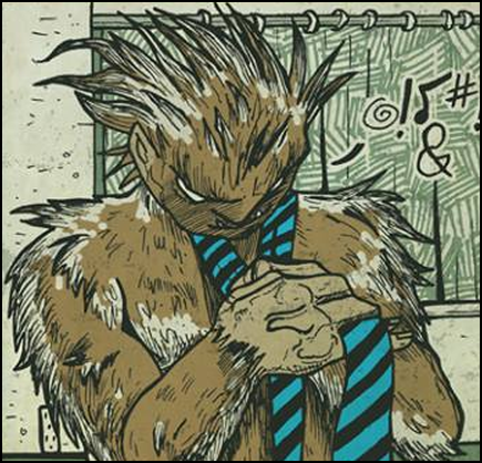 The AbominableSquatchaCabra getting ready for work, and not too happy about it.