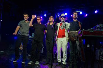 In London with The Magic Band. From left to right: Andy Niven, JS, Eric Klerks, John "Drumbo" French, Max Kutner. Photo by Jan Podsiadly