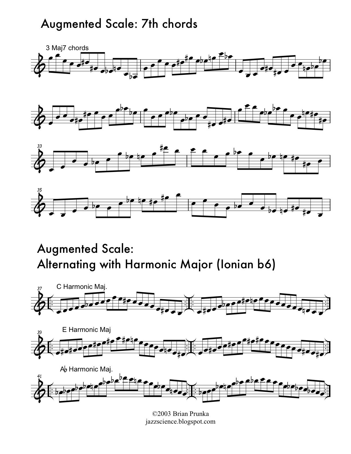 Arpeggios for Jazz Improvisation - Augmented  Maj7 Chords
