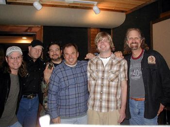 2006 - Recording in Nashville -
Recording in Nashville!
We have been so anxious to get back in the studio and work
on a new CD. So that's where we've been. For all of you who
have been asking about a new Doo-Wah CD it will be out very
soon!! We spent 6 days in Nashville putting in 14 hours a day
with our producer, Gary Morse. Here we are with Gary and
Colin Heldt, who engineered the project