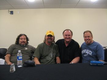 7-09-10: Our old friend and bass player Bill Mooney stopped by and visited backstage before the show.