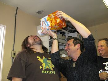 05-10-09: Backstage Tyzen makes sure he gets all the nurishment he needs to put on a high energy show.
