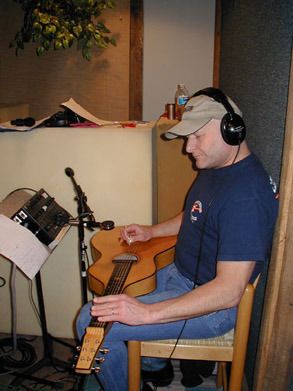2006 - Recording in Nashville - Here's another shot of Gary playing the acoustic lap steel. Gary
tours with Brooks and Dunn and is a world class steel guitarist.
He is also one of our very best friends and works tirelessly on
our projects