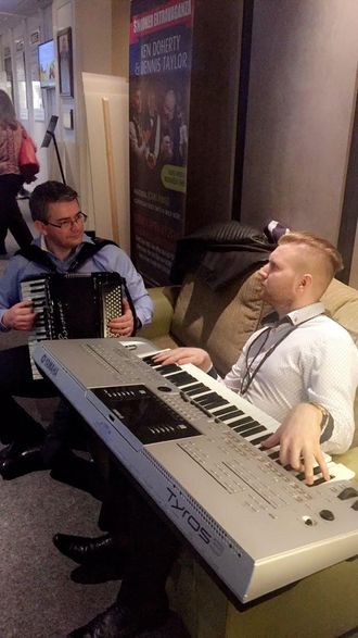 Declan And Colm doing a spot of busking at the 2014 Comhdhail World Championships in Killarney's INEC, 2014