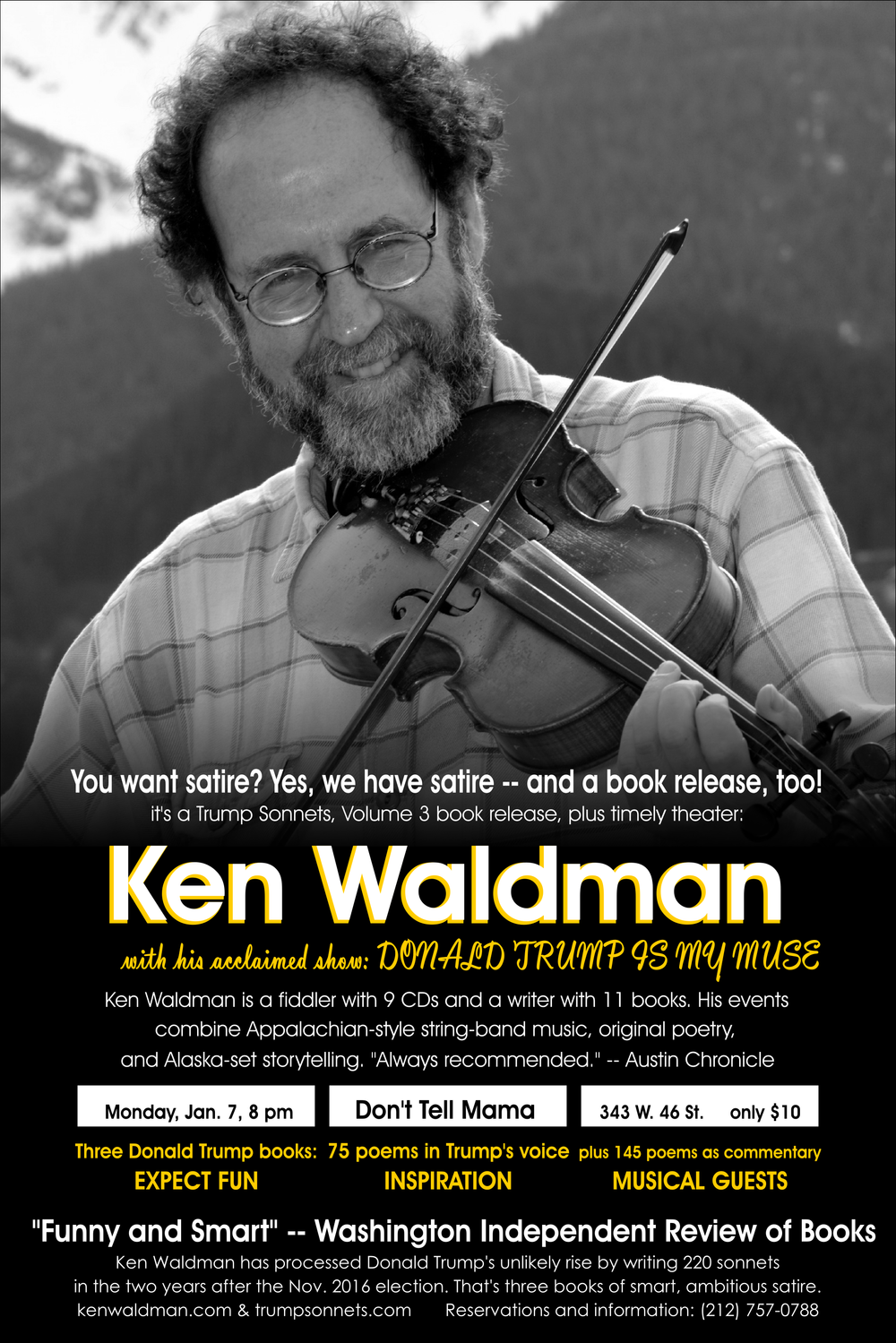 For this January 7, 2019 show, Ken was joined by multi-instrumentalist Tom Bailey, and special guests; top photo, Ken with Edwin McAllister