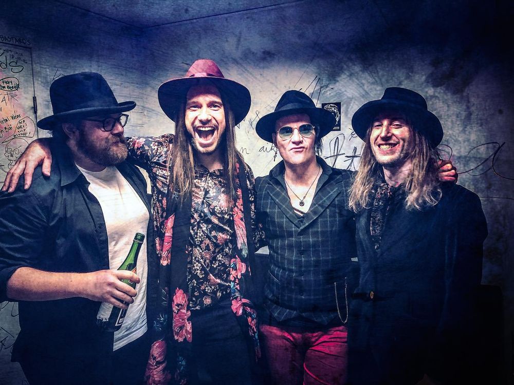 THE HOLY ONES updated line-up 2020 from L-R / Juuso - Bass / Täxi Roxx - Voc / Japa - Guitars / Wille Granö - Drums