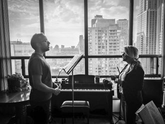 Annie and student in a singing lesson