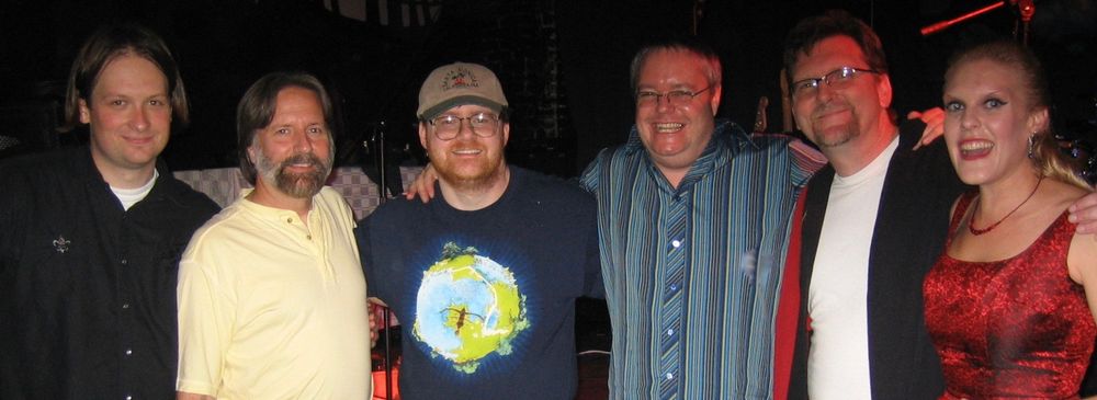 Parallels (l to r): Jason Reed (gtr), Jim Hefter (drums), John Costello (super fan), Jay Leek (bass), Tim Morse (keys), Judy Luiz (vocals)