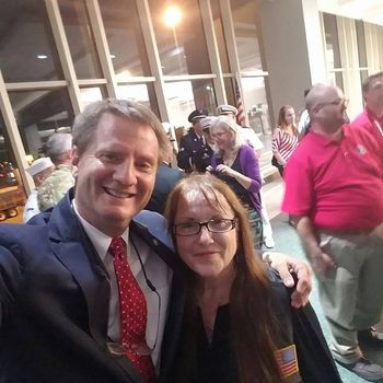 Honor Air Flight with then Knox Co Mayor, now Congressman Tim Burchett, he grabbed Ann's phone for a selfie.
