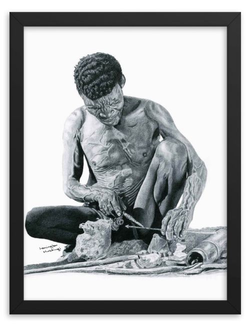 Lemington Muzhingi enjoys drawing tribespeople. Now shipping worldwide.