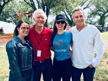 Marina with sister Emma Jane, bluegrass fiddle legend Byron Berline, and first fiddle teacher Rick Morton at the 2019 Oklahoma International Bluegrass Festival in Guthrie, OK.