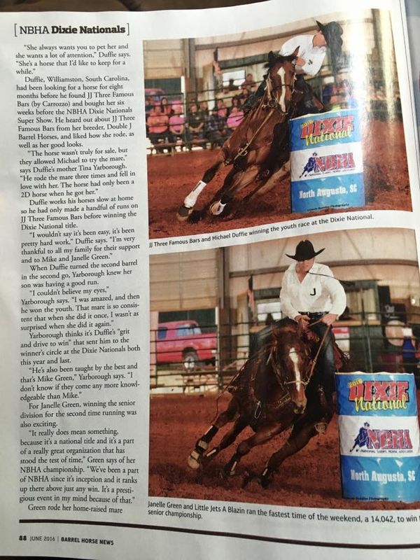 JJ Three Famous Bars (By Carrizzo) winning the Youth race at the Dixie National North Augusta, SC 2016.