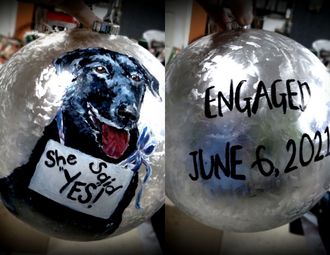 Christmas ornament commemorating engagement