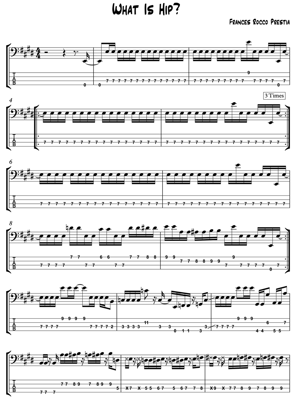 what is hip bass line tab transcription