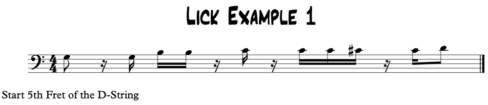 Notation for a bass guitar lick