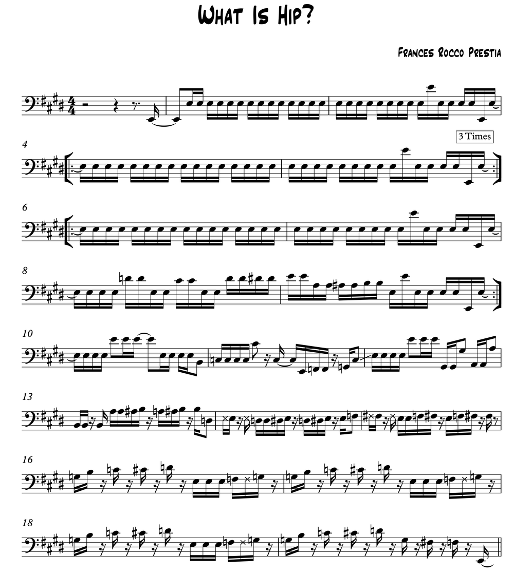 transcription of what is Hip bass line by Rocco Prestia