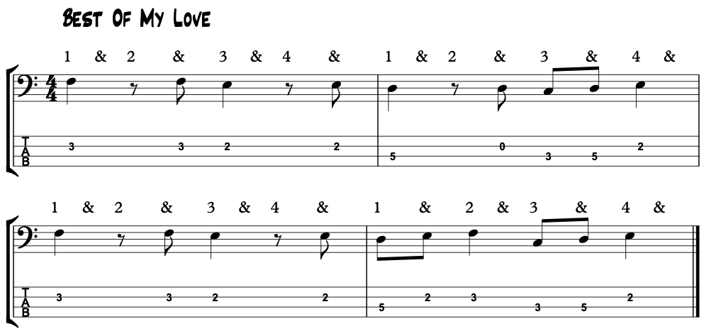 Best Of My Love Bass Line