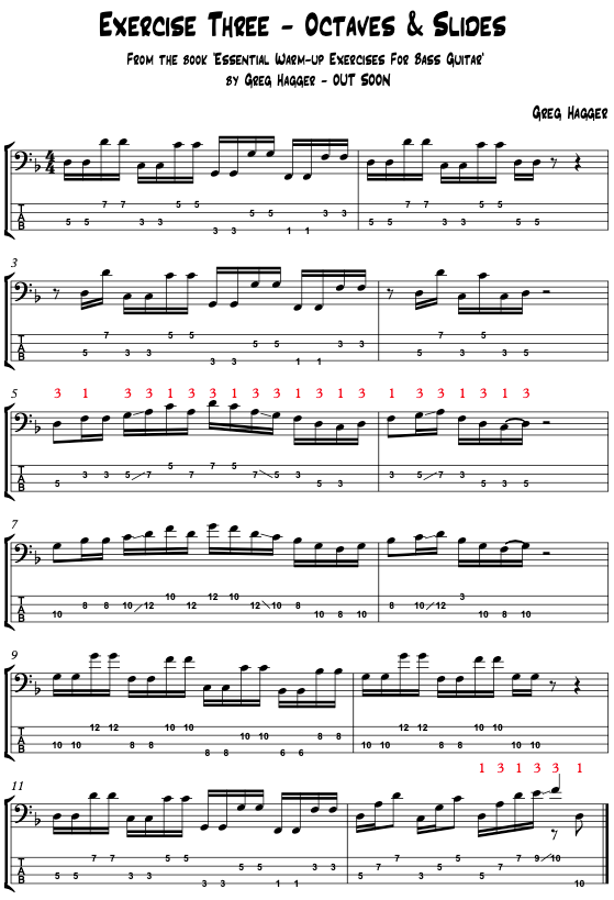 Tab for bass guitar warm-up exercise by Greg's Bass Shed