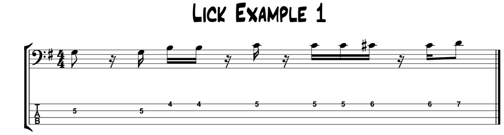 Tab for bass guitar lick