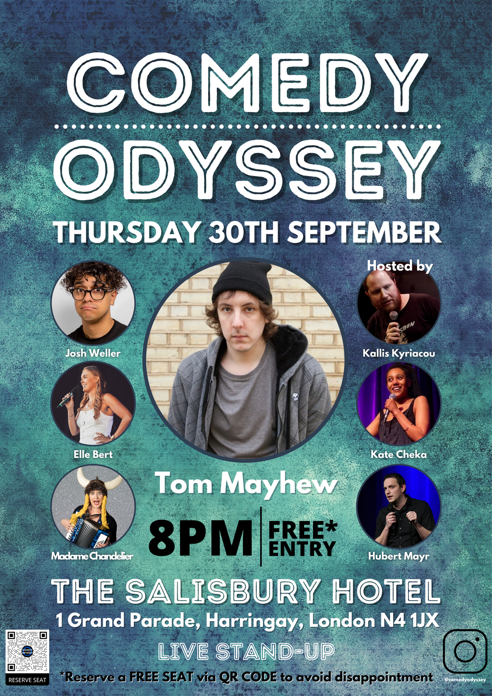 THE THIRD COMEDY ODYSSEY SHOW. HEADLINED BY TOM MAYHEW. RESERVE A FREE SEAT: https://www.eventbrite.co.uk/e/170415930636