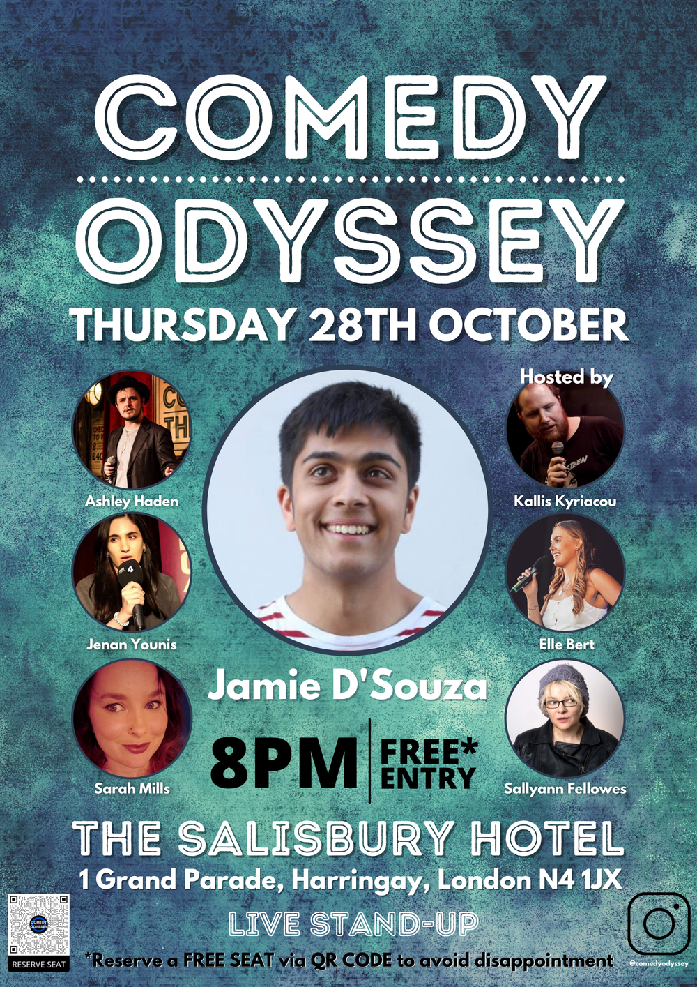THE FIFTH COMEDY ODYSSEY SHOW. HEADLINED BY Jamie D'Souza. RESERVE A FREE TICKET: https://www.eventbrite.co.uk/e/192669769467