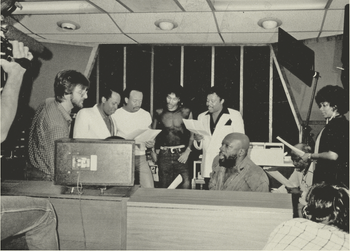 This picture was taken around the time that David was asked by the Shelby County (Tenn.) Mayor to record a PSA for the Memphis/Shelby County initiative titled “Save The Children.” Recorded at Ardent Studios, participants included recording artist Carla Thomas (“B-A-B-Y”), recording artist Rufus Thomas (“Walking the Dog”), Grammy award winners Isaac Hayes and co-songwriting partner David Porter, J. Blackfoot/John Colbert (“Taxi,” member of the Stax recording group “Soul Children”), drummer Michael “Slugger” Tucker (Zavion), and Maurice White (creator and leader of Earth, Wind & Fire).