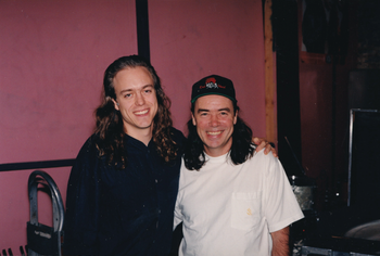 Jon in the recording studio with legendary Elton John drummer Nigel Olsson during sessions for "Not Dressed For The Occasion" in Nashville TN.