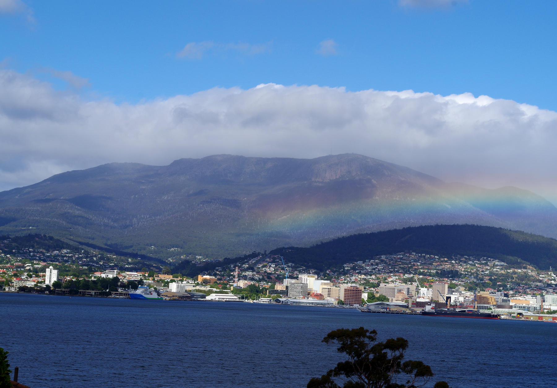 Rainbow Mountain on Summer Solstice Morning – 12-21-16 (Hobart, Tasmania , view across the Derwent River from Bellerive)